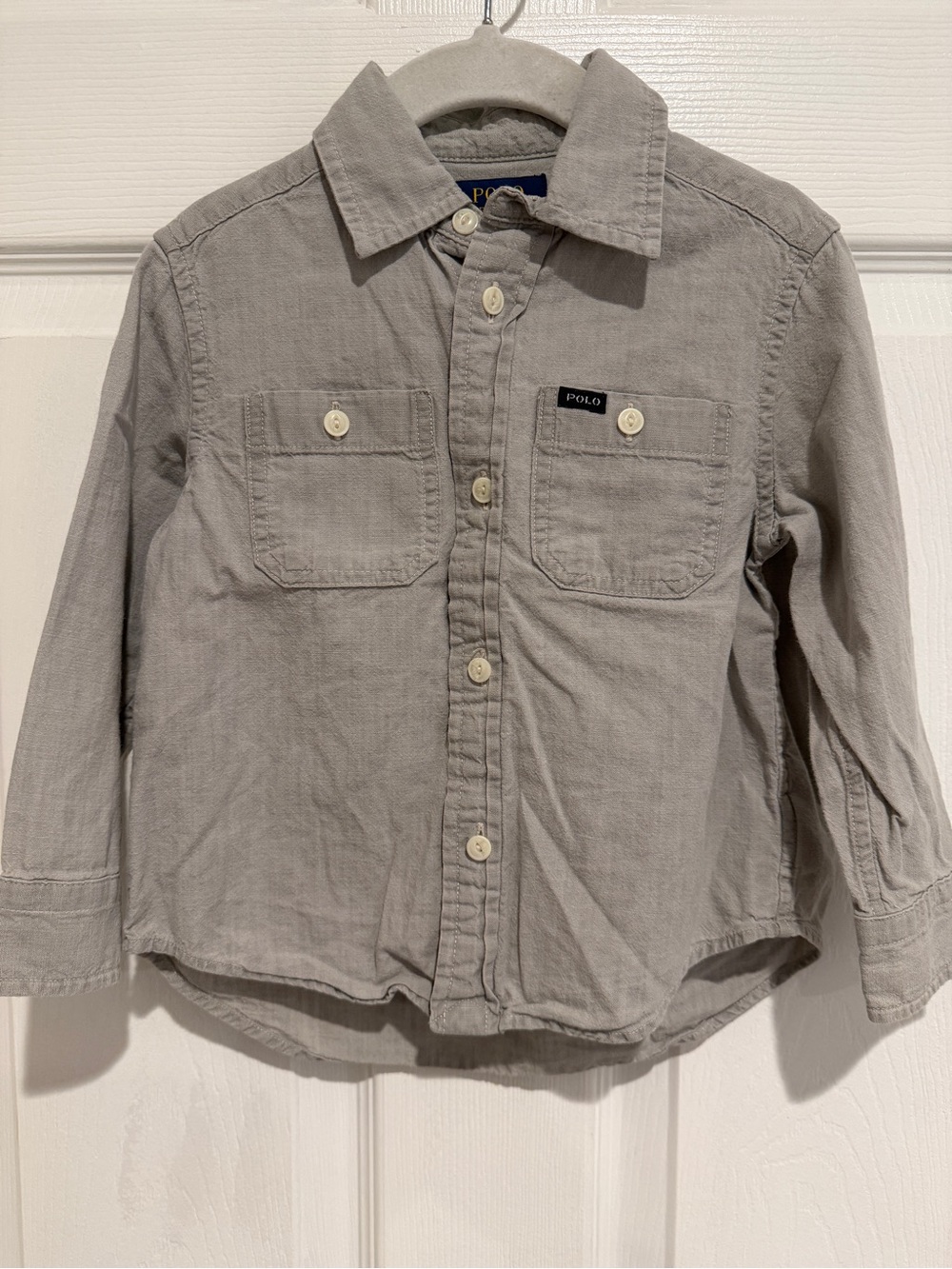 Lot of 2 Polo Ralph Lauren Toddler Button Down Shirts 2T Gray Striped & Solid - Picture 7 of 10